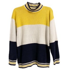 90s Vintage Sweater Oversized Retro Colorblock Academia Ribbed Sweater